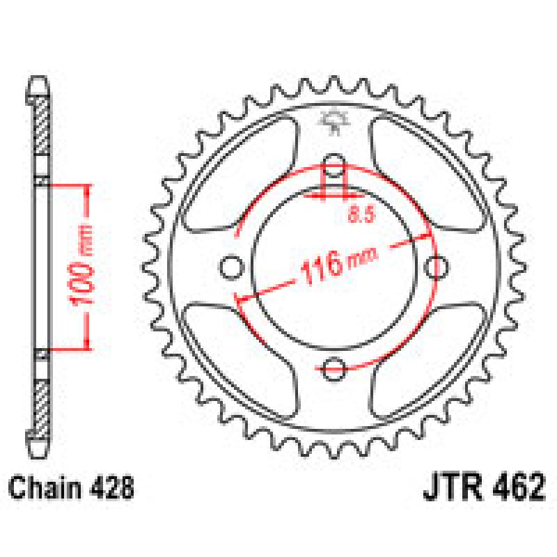 Купить Звездочка задняя JT Sprockets (шаг 428 ) JT JTR462